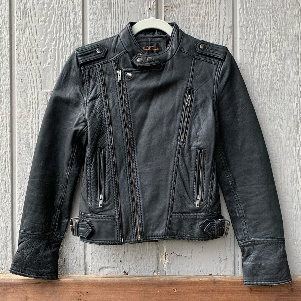 Ben Sherman genuine leather jacket, double zip closure - Picture 5 of 16